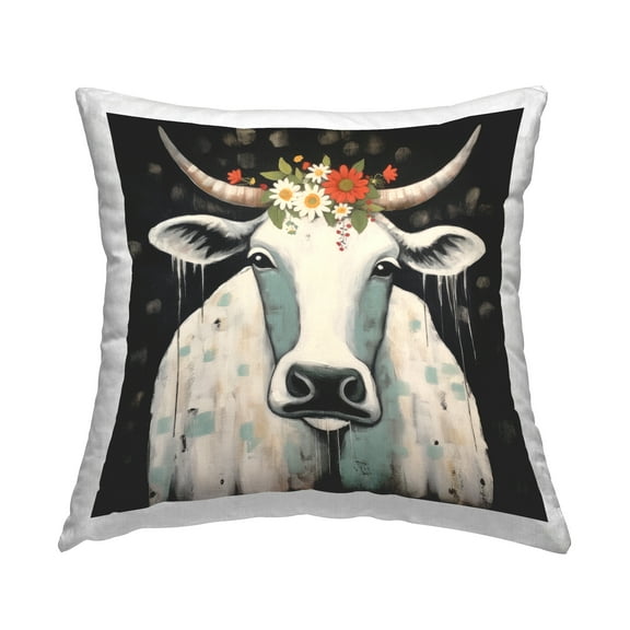 Stupell Industries Modern Cattle on Black Decorative Printed Throw Pillow, 18 x 18