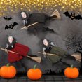 thumbnail image 7 of DAMAI Halloween Hanging Witch Ornament Scary Witch Flying on Broomstick with Head Scarf, Flying Witches Figures Hanging Pendant Decorations for Haunted House Party Tree Decor (Red), 7 of 7