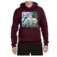 thumbnail image 2 of Unicorn Fanstasy Island Castle Animal Lover Unisex Graphic Hoodie Sweatshirt, Maroon, 2XL, 2 of 3