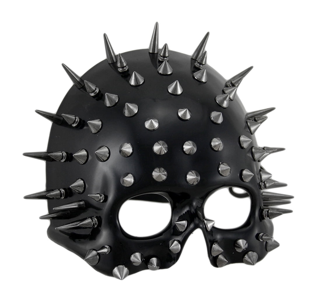 Zeckos Spiked Black Half Face Skull Mask