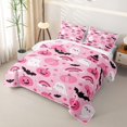 thumbnail image 2 of Feelyou Kawaii Ghost Pumpkin Quilt King, Cute Bat Rainbow King Coverlet Set, Pink, 3pcs, 1 Comforter and 2 Pillowcases, 2 of 6