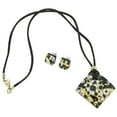 thumbnail image 5 of GlassOfVenice Murano Glass Venetian Reflections Necklace and Earrings Set - Black Gold, 5 of 9