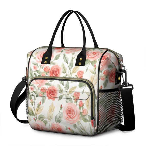 Pioneer Flower Floral Print Pattern Womens Lunch Box for Work,Insulated Large Lunch Bag for Tween and Teen,Loncheras Para Mujer,Leakproof Adult Lunch Bag for Work,Beach,Travel,Picnic,Camping