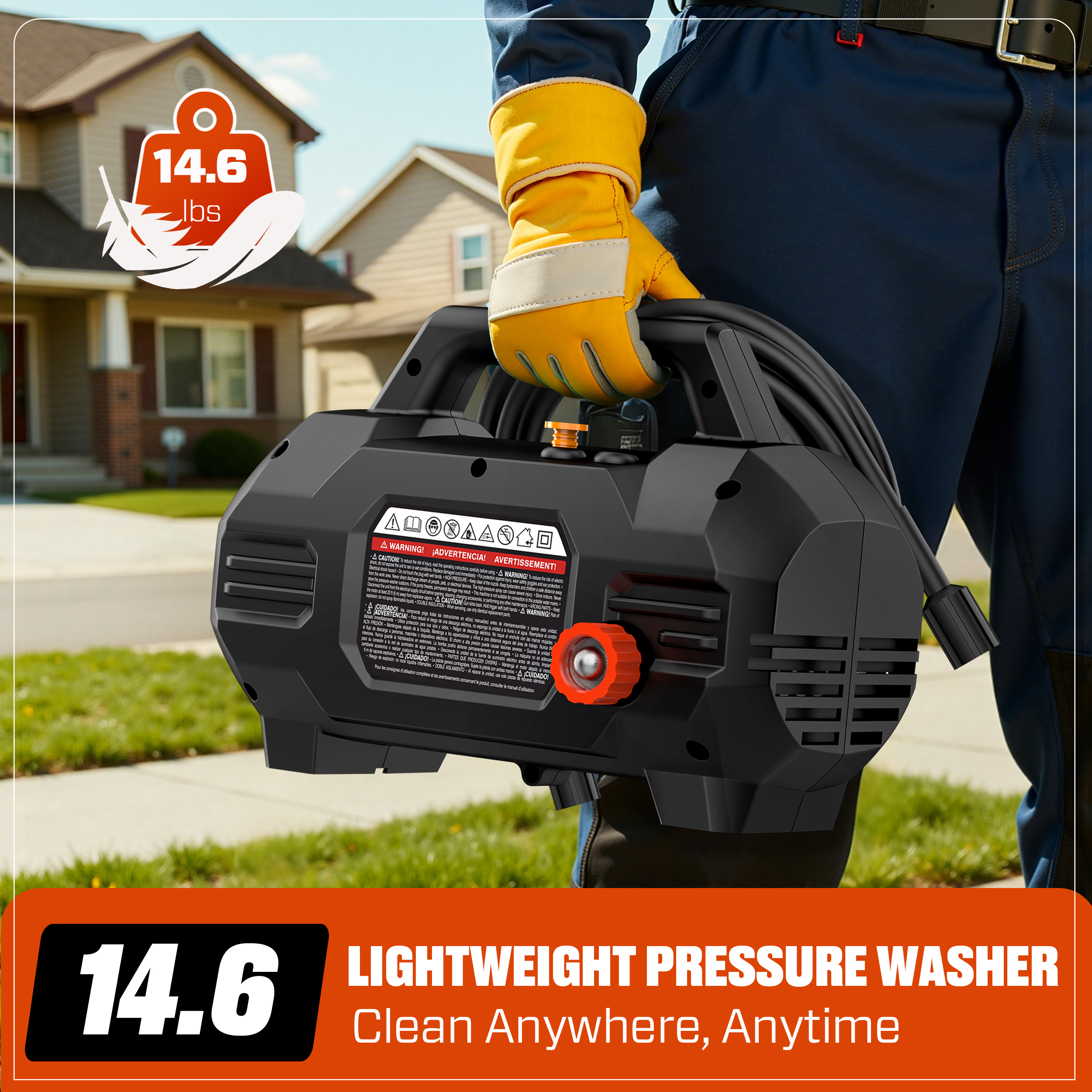 Senix 1700 PSI 1.2 GPM 13 Amp Electric Pressure Washer with Turbo Nozzle and Foam Cannon, Model HPWE13-L