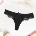 thumbnail image 2 of Panties for Women,Elegant Summer Bow Lace Trim Seamless Thong Panties for Women Low Rise Comfort Underwear,Womens Underwear,Black,XS, 2 of 9