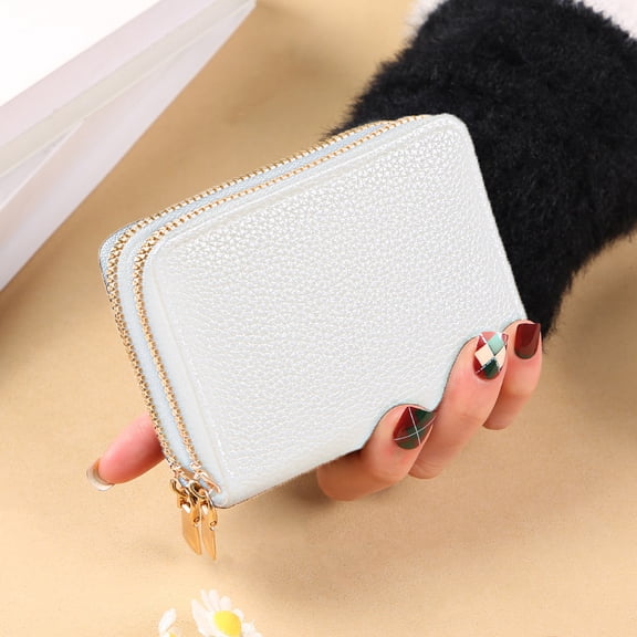 TAZAG multifunctional antimagnetic accordion card holder double zipper women's wallet large capacity multi-card slot coin purse