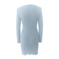 thumbnail image 3 of Teissuly Women's Winter Solid Color Knitted Medium Long Sleeve Half Zip V-Neck Dress, 3 of 5