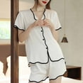 thumbnail image 2 of HUJlwoi Button down Lounge Sets for Women Short Sleeve Classic Pjs Sleepwear Casual Solid Color 2 Piece Pajama Suit Summer Loungewear 2025, 2 of 3