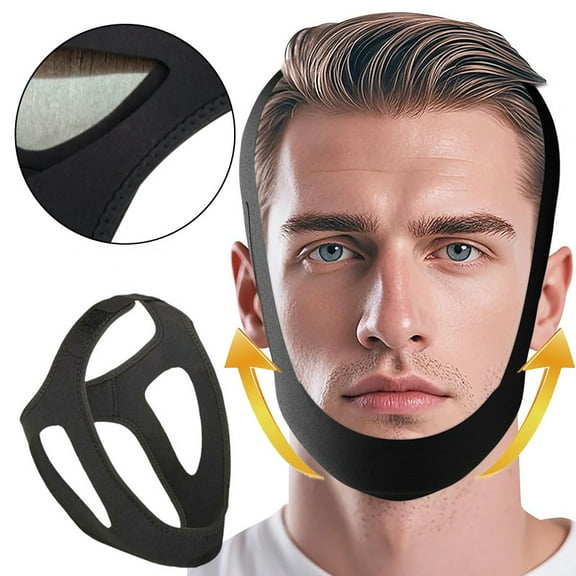 Chin Strap for Sleeping Comfortable Stop Snoring Solution, Snore Stopper Adjustable, Anti Snoring Devices Breathable and Reusable, Anti Snore Chin Strap for CPAP Users, Black