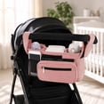 thumbnail image 3 of Topukaiba Stroller Organizer with Insulated Cup Holder, Detachable Phone Bag & Non-Slip Straps, Fits Most Strollers, 16" x 4" x 6", Pink, 3 of 6