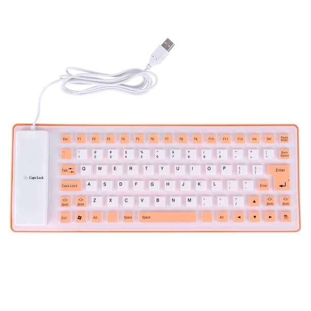 Teclado USB enrollable de 85 teclas, con cable, resistente al agua y silencioso para ordenador (naranja)
