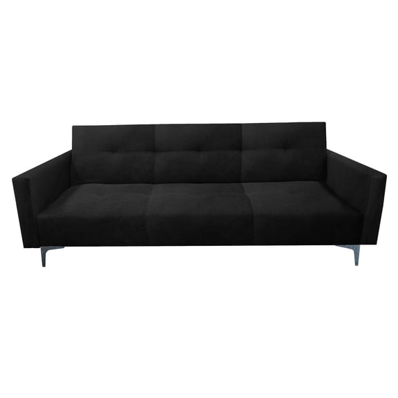 Sofa Cama Reclinable El Bazar Store Paris Terciopelo Negro Futón 3 posiciones Brazos movibles Sala