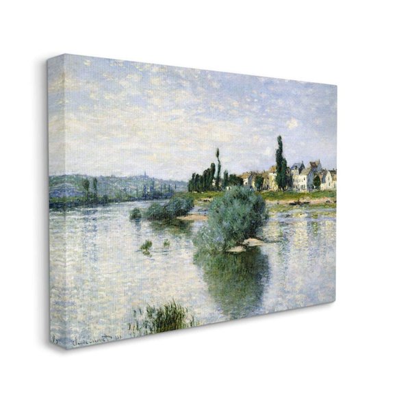Stupell Industries Countryside Homes Lake Landscape Classic Painting, Design by Claude Monet Wall Art, 30 x 40, Canvas