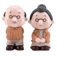 thumbnail image 1 of 2pcs Elderly Couple Cake Toppers Loving Couple Cake Figurines Decorations Parents Doll Shaped Statues for Wedding Anniversary, 1 of 5