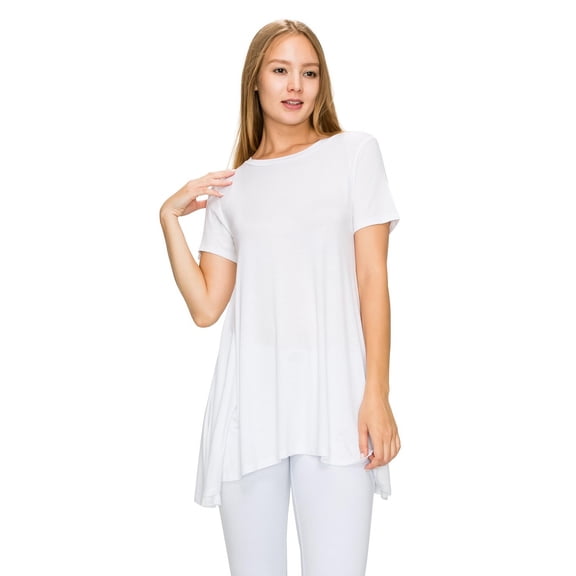 White Short Sleeve Rayon Tunic