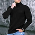 thumbnail image 2 of Lohuatrd Men Autumn Winter Turtleneck Sweater Top Solid Color Long Sleeve High Neck Basic Sweater Top Winter Clothing, 2 of 8