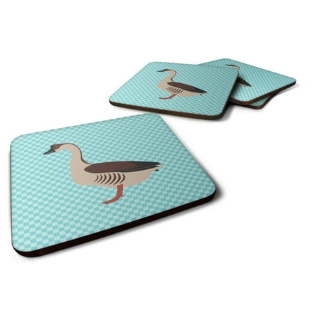 

Carolines Treasures BB8070FC Chinese Goose Blue Check Foam Coaster Set of 4 3 1/2 x 3 1/2 multicolor