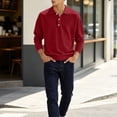 thumbnail image 6 of Fabrcox Men Long Sleeve Polo Shirts Regular Fit Collared Men Golf Shirt Button Casual Outdoor Athletic Business Mens Work Shirts Red L, 6 of 6