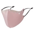 thumbnail image 2 of Minjewel Ice Silk Face Mask with Rhinestones - Women 3D Sparkly Design, Breathable, Soft, Lightweight, Fashionable for Party, Travel, Daily Use,Hot Pink, 2 of 9