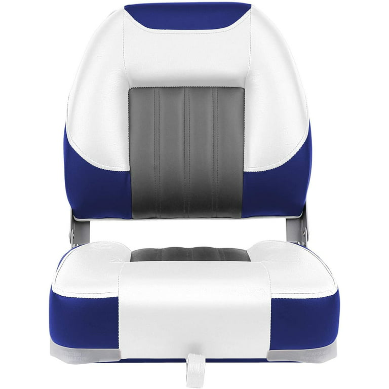 Xgear Deluxe Low Back Boat Seat Fold Down Fishing Boat SEATS 2 White Grey Blue