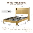thumbnail image 7 of Miniyam Full XL Size Bed with Textured Wave-Panel Headboard and Charging Station, Woodgrain Storage Shelf with USB and Outlets for Adult, Natural, 7 of 7