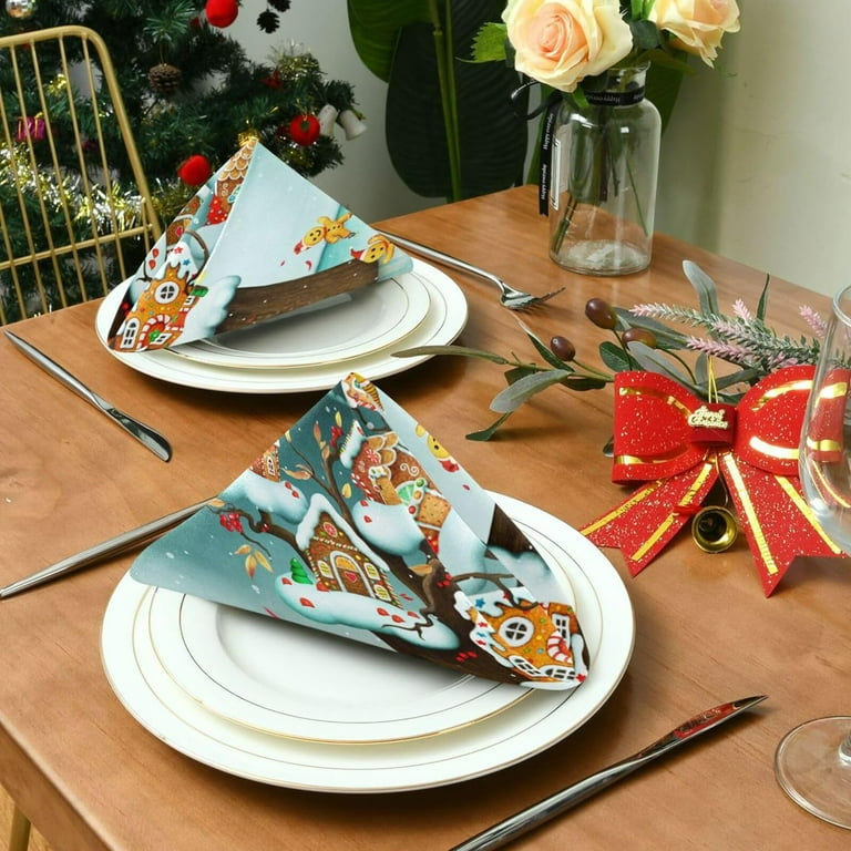 Ramede Set Of 12 Floral Cloth Napkins – 21.65x21.65 Inch For Dinner & Parties (Washable)