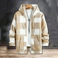 thumbnail image 6 of gbyLJF Men's Plaid Fleece Jacket Long Sleeve Full Zip Sweatshirt Cardigan Casual Round Neck Drawstring Hooded Jackets with Pockets, 6 of 8