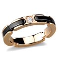 thumbnail image 1 of Women IP Rose Gold Stainless Steel Ring with Ceramic in Jet - Size 7, 1 of 1