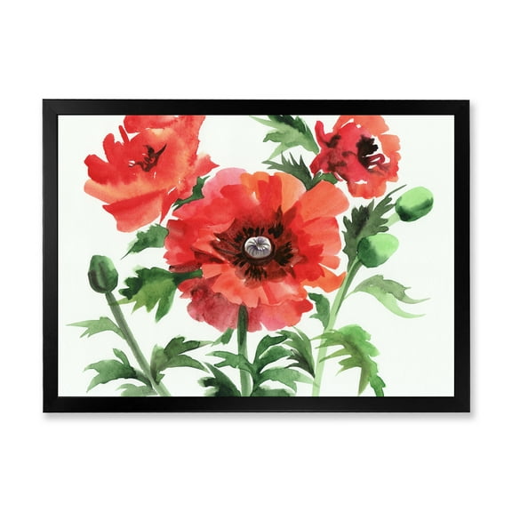 Designart 'Ancient Red Poppies II' Traditional Framed Art Print