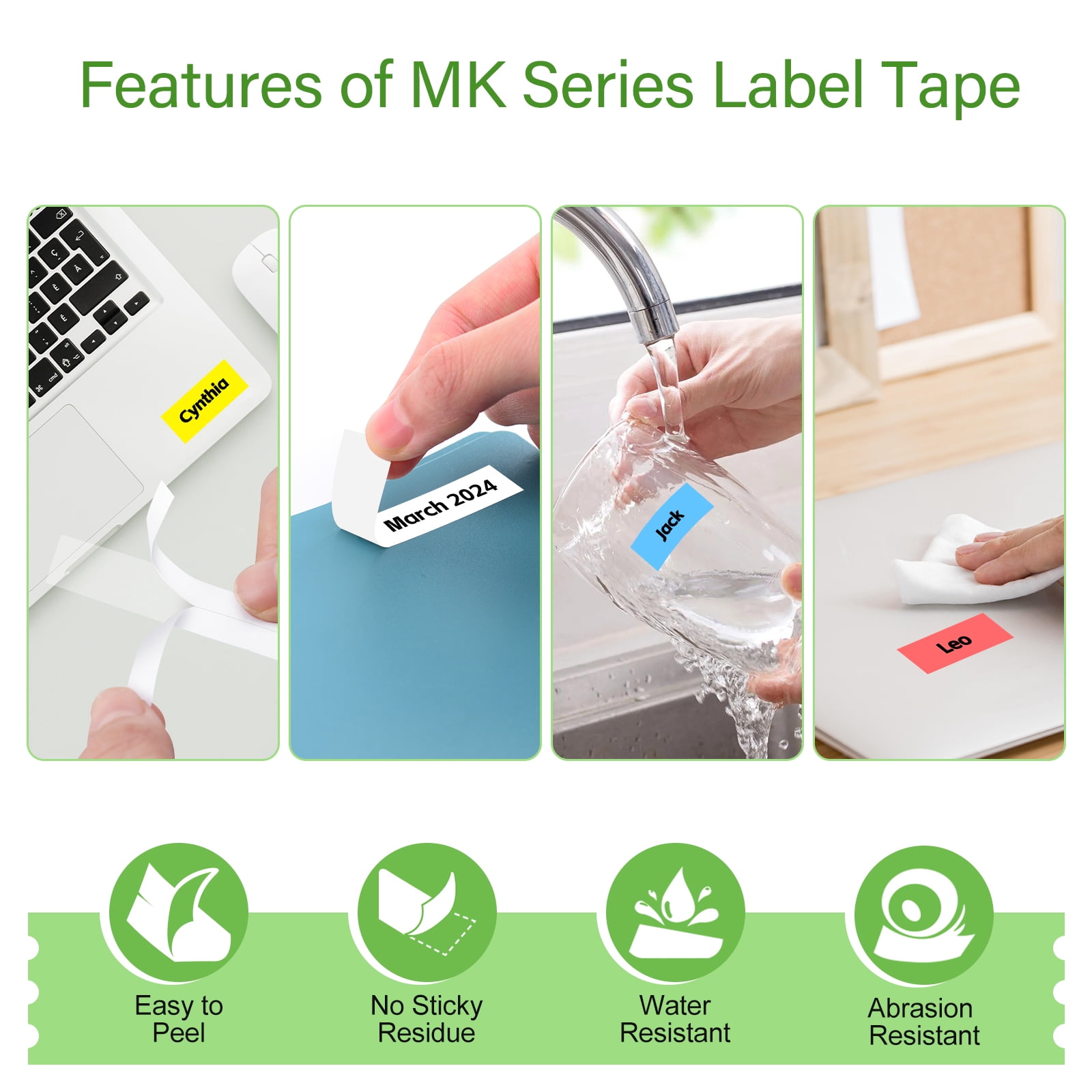(3 pack) NineLeaf 6PK Compatible for Brother P-touch M Tape 3/8" 9mm Black on Clear/White/Red/Blue/Yellow/Green Label Maker Tape Refills PT-45m PT-65 PT-70bm