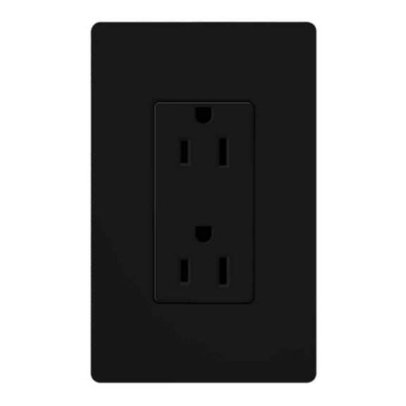 Lutron 01331 - CAR-15-BL 15A CLARO RECEPTACLE, BLACK BLACK Straight Blade Wall Outlets