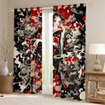 thumbnail image 2 of Manfei Anime Geisha Koi Black Out Curtains for Girls, Red Sun Cloud Curtains Pack of 2 (42x63 Each), Black Red White, 2 of 6