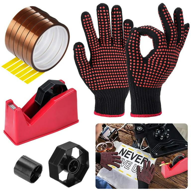 Heat Resistant Gloves and 3 10mm X33M 108Ft Heat Press Tape, Heat Proof Gloves  Glove Thermal Tape Sublimation Tape 