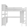 thumbnail image 5 of Tcbosik Loft Bed Queen Size with Wardrobe and Writing Desk, Open Shelves and Storage Cabinet, Bed Frame with Built-in Ladder and Full Length Guardrail, Wood Slats Support, White, 5 of 9