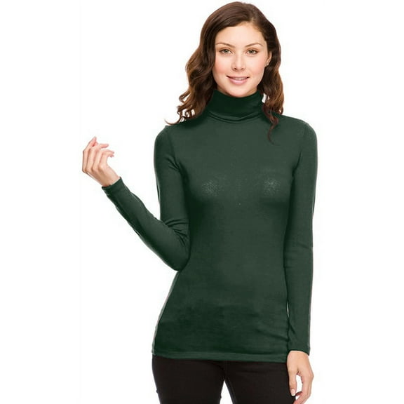 Vivian's Fashions Top - Turtle Neck Top (Green, X-Large)