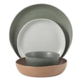 thumbnail image 6 of Gibson Elite Menlo Park 16-Piece Pottery Clay Stoneware Dinnerware Set – Assorted Colors Reactive Glaze, Embossed Plates and Bowls W/ Pasta Bowl, Service for 4 – Microwave & Dishwasher Safe, 6 of 14