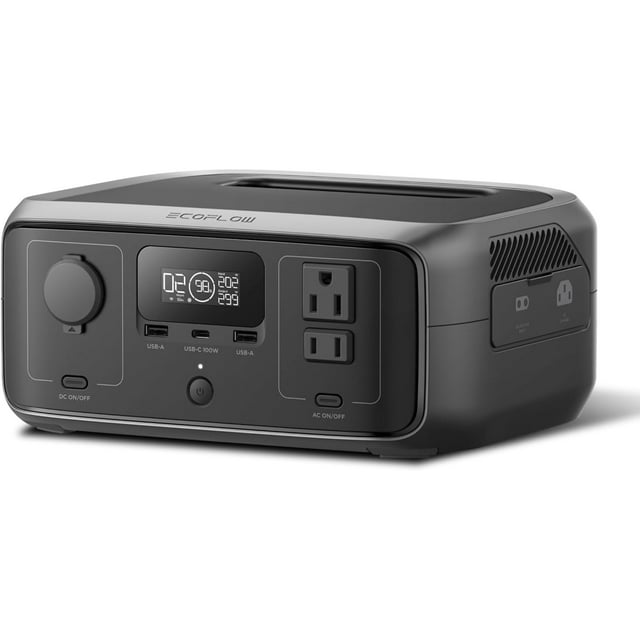 EF EcoFlow Portable Power Station RIVER 3, 245Wh LiFePO4 Battery Power Station, 300W Surge to 600W AC Output, <20 MS UPS & <30 dB, 1Hr Fast Charging Solar Generator for Outdoor/Camping/Home Use
