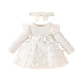 thumbnail image 2 of Fozruso Girls A-Line Dresses Net Sleeveless Dress With Headband Fashion Ribbed Jumpsuit For Baby Toddler Girls Party Occasion Sizes 9-12 Months, 2 of 6