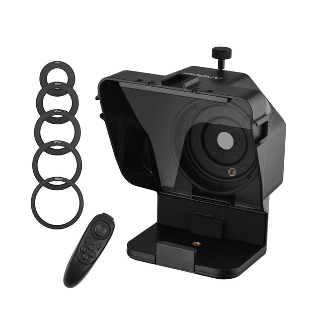 Portable Smartphone Teleprompter Prompter With Phone Holder Adapter Remote Control For Video Recording Live Interview ,Easy setup, Desktop controlled