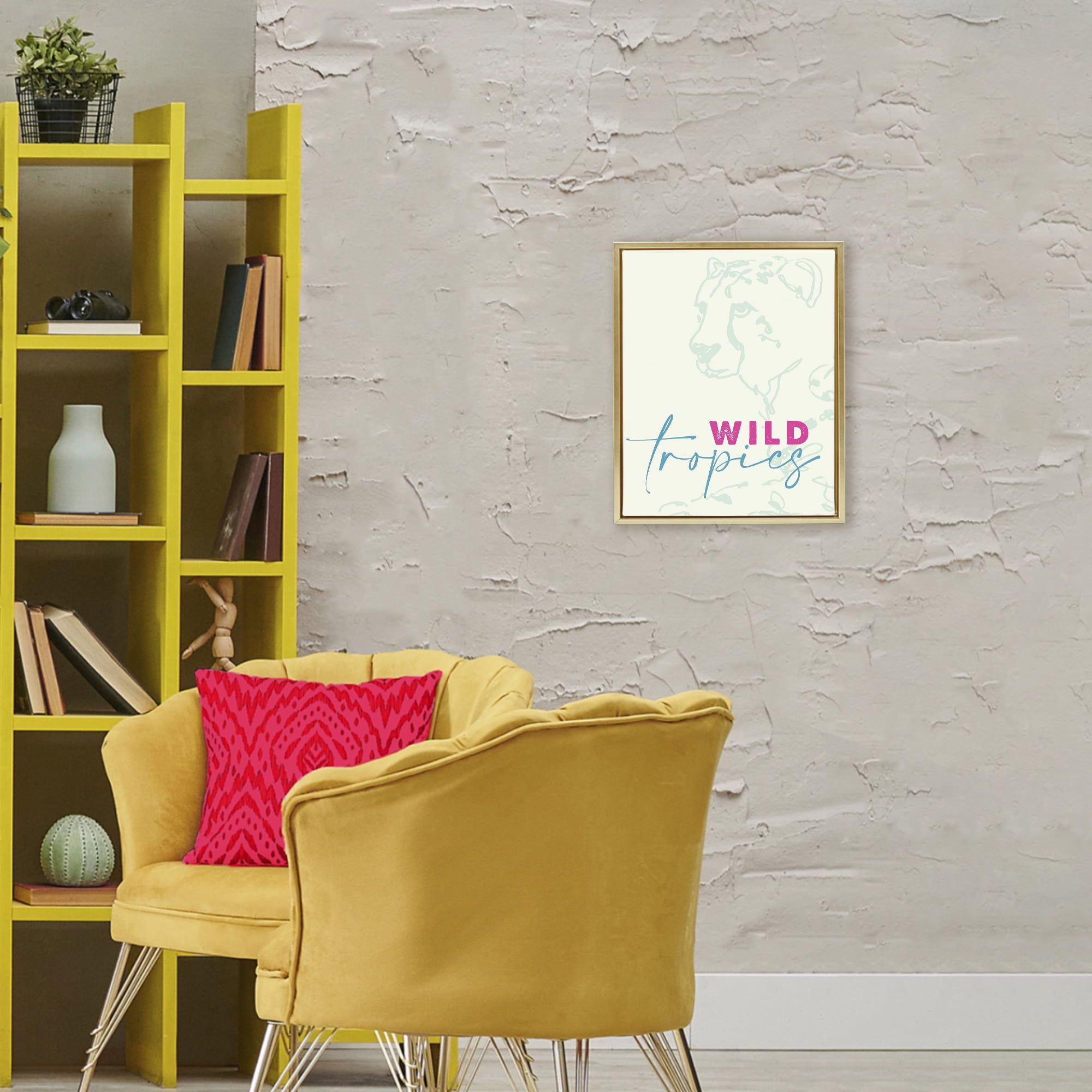 Stupell Industries Wild Tropics Cheetah Gold Framed Floater Canvas Wall Art, design by Lanie Loreth