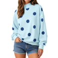 thumbnail image 2 of Womens Polka Dot Sweatshirts Mock Neck Long Sleeve Pullover Tops,Oversized Sweatshirt,Drop Shoulder,Y2K,Fall Fashion Outfits 2026,Soft,Turtleneck,Loose Fit Travel Casual Lounge Outfit Sky Blue, 2 of 4