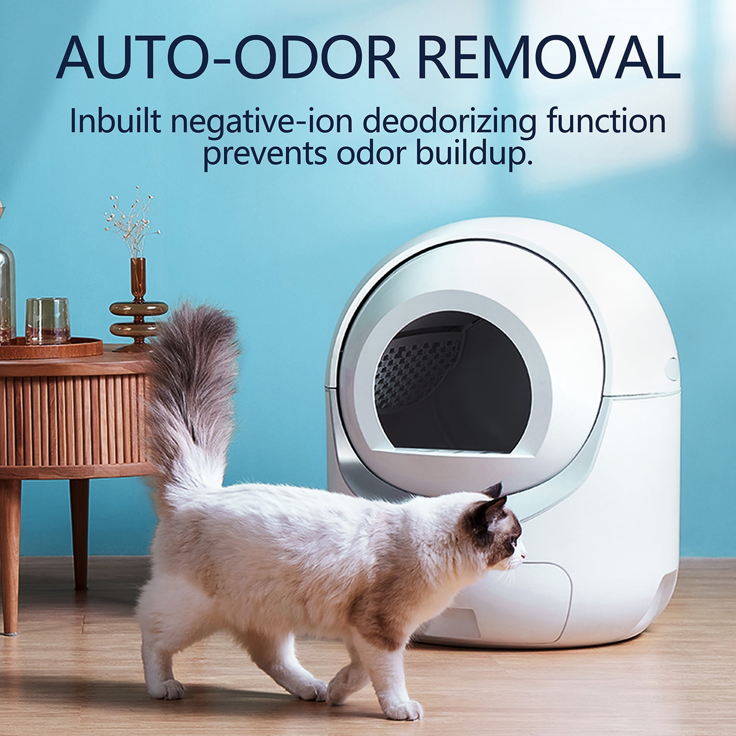 Spaco Self-Cleaning Litter Box for Multiple Cats, Automatic Dumping for All Kinds of Cat Litter, APP Control, Support 2.4G WiFi, White Spaco Self-Cleaning Litter Box for Multiple Cats, Automatic Dumping for All Kinds of Cat Litter, APP Control, Support 2.4G WiFi, White