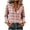 Pink, variant on Women Tops Collared Long Sleeve Button Down Grid Loose Fit Shirts Casual Work Office Blouses