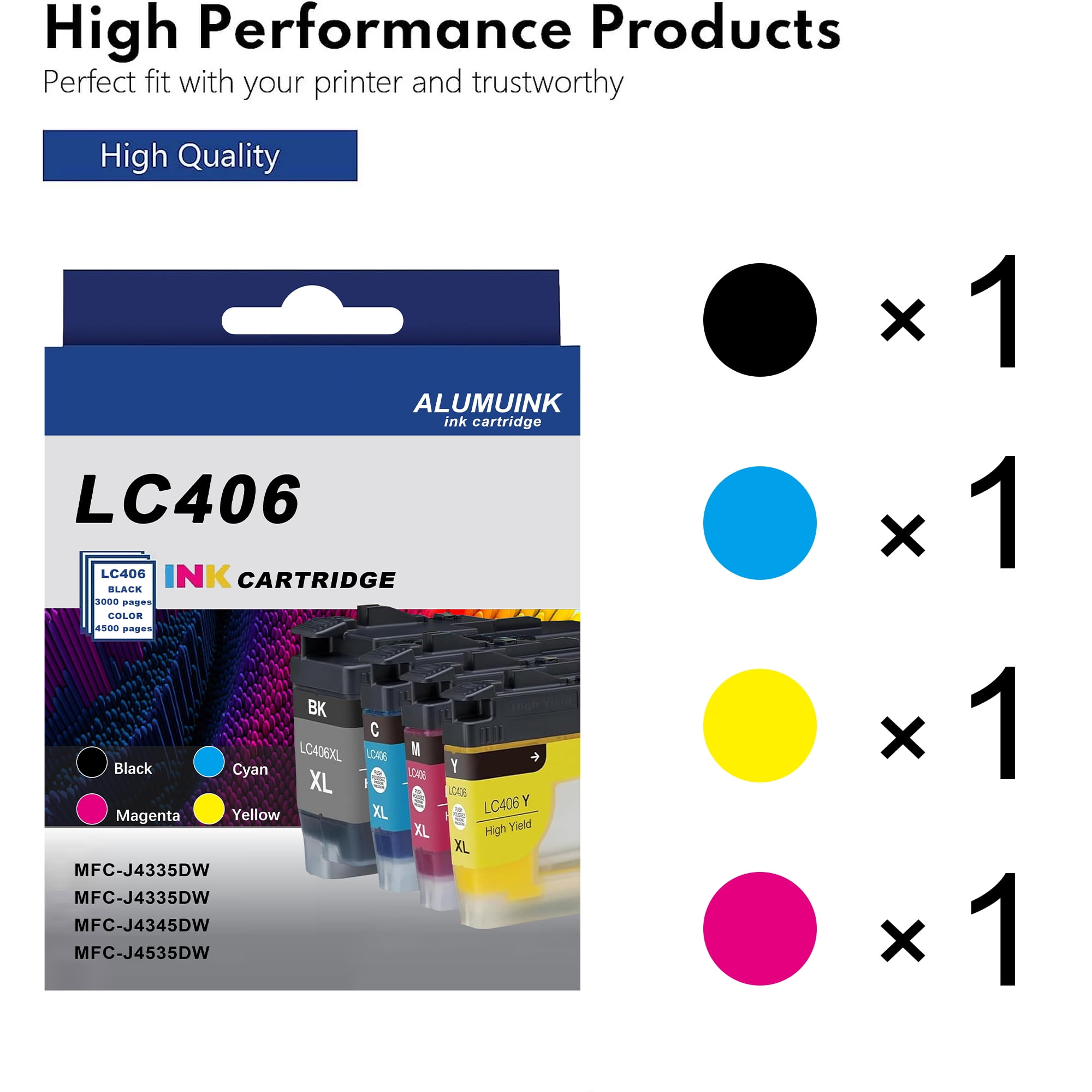 4 Pack LC406 Ink Cartridges Compatible for Brother Singapore | Ubuy