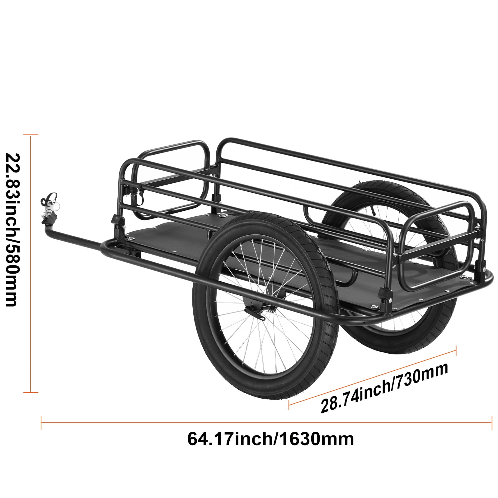 KFFKFF Bike Trailer for Cargo, 275 lbs Capacity, Sturdy Transport Carrier, Quick Fold & Store, Universal Bike Link, 20' Wheels, Fits Many Bike Types, Carbon Steel Build