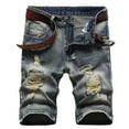 thumbnail image 2 of HOOMEUMY Men's Summer Straight Denim Shorts Distressed Ripped Hole Loose Fit Jean Shorts with Pockets Yellow M, 2 of 8