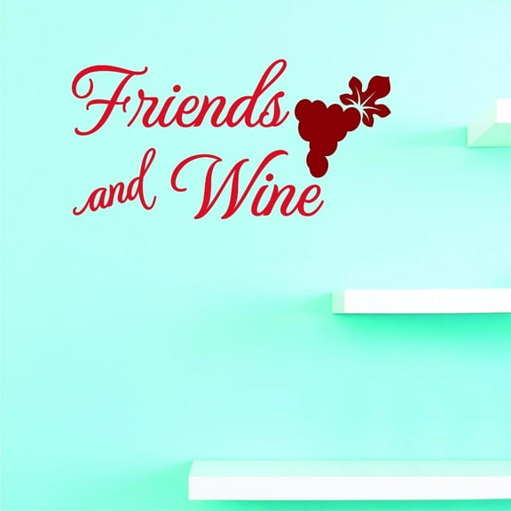 Custom Decals Friends And Wine. Wall Art Size: 10 X 20 Inches Color: Multi