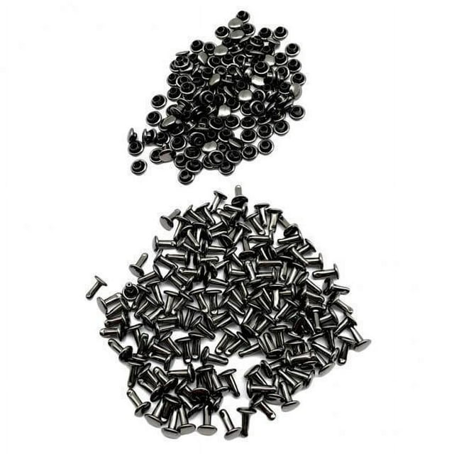 Remaches de Doble Tapa Sunnimix para Bolsos y Zapatos 6x10mm Gris y Negro 100 Juegos