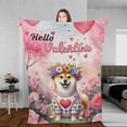 thumbnail image 3 of Hello Valentine’s Day Shiba Inu Flower Crown Romantic Pink Floral Cozy Fleece Blanket Shibas Dog Lovers Gifts Idea Warm Soft Throw Blanket - 00031, 3 of 5