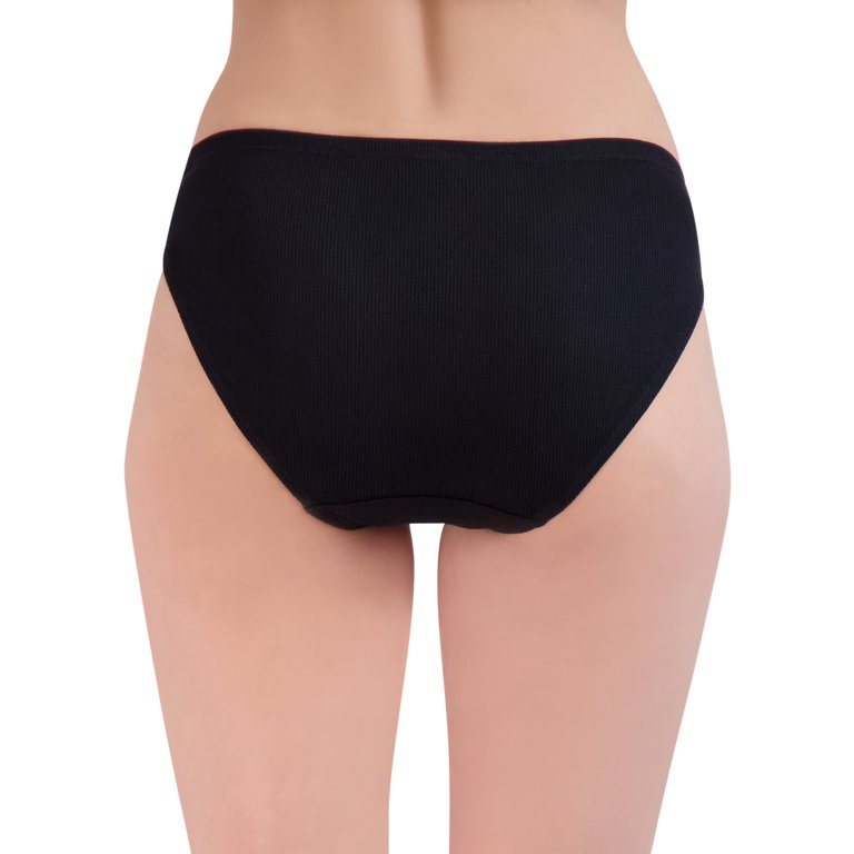 Essentials Women's Cotton Stretch Bikini Panty, 6 Pack Black, Small